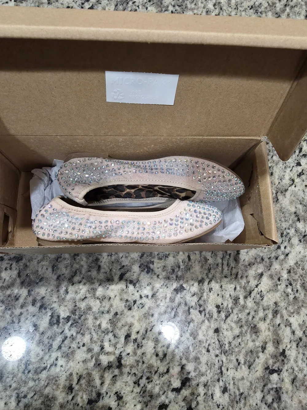 Steve Madden Kids Rhinestone Ballet Flats with Leopard Lining